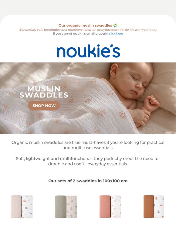 🌿 Our organic muslin swaddles