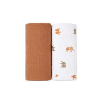 Our sets of 2 swaddles in 100x100 cm