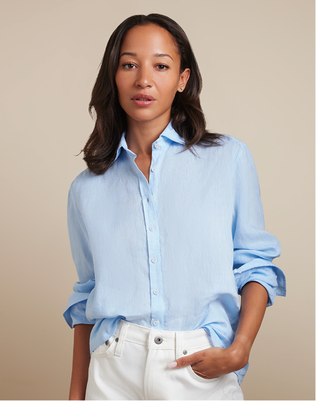 Relaxed Fit Light Blue Linen Shirt