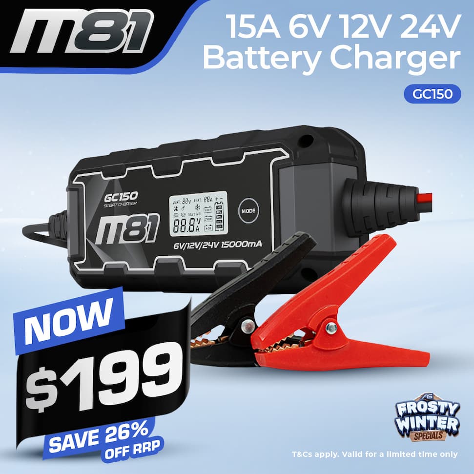 M81 Smart Car Battery Charger 15A 6V 12V 24V Lead Acid AGM Lithium BMS Safe GC150 NOW $199