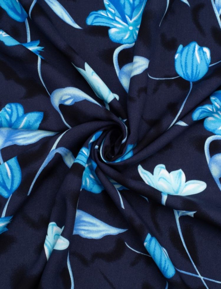 Deadstock Viscose Challis Fabric Navy Blue