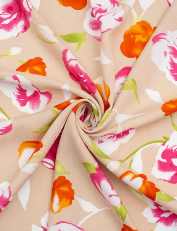 Deadstock Viscose Challis Fabric Sand