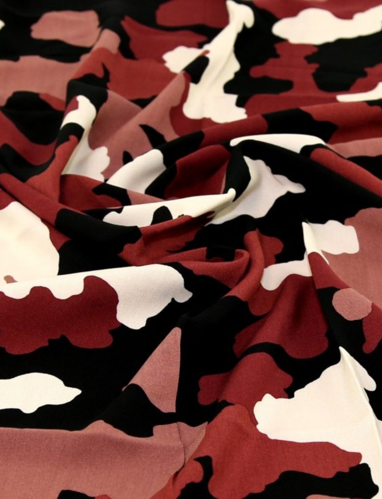 Deadstock Viscose Challis Fabric Claret
