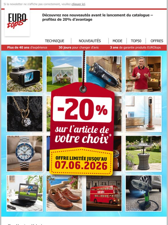 Profitez de 20% et découvrez nos nouveautés