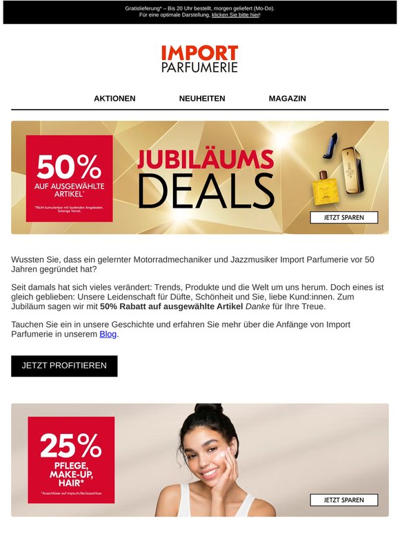 50% auf ausgewählte Artikel: Unsere Jubiläumsdeals warten auf Sie