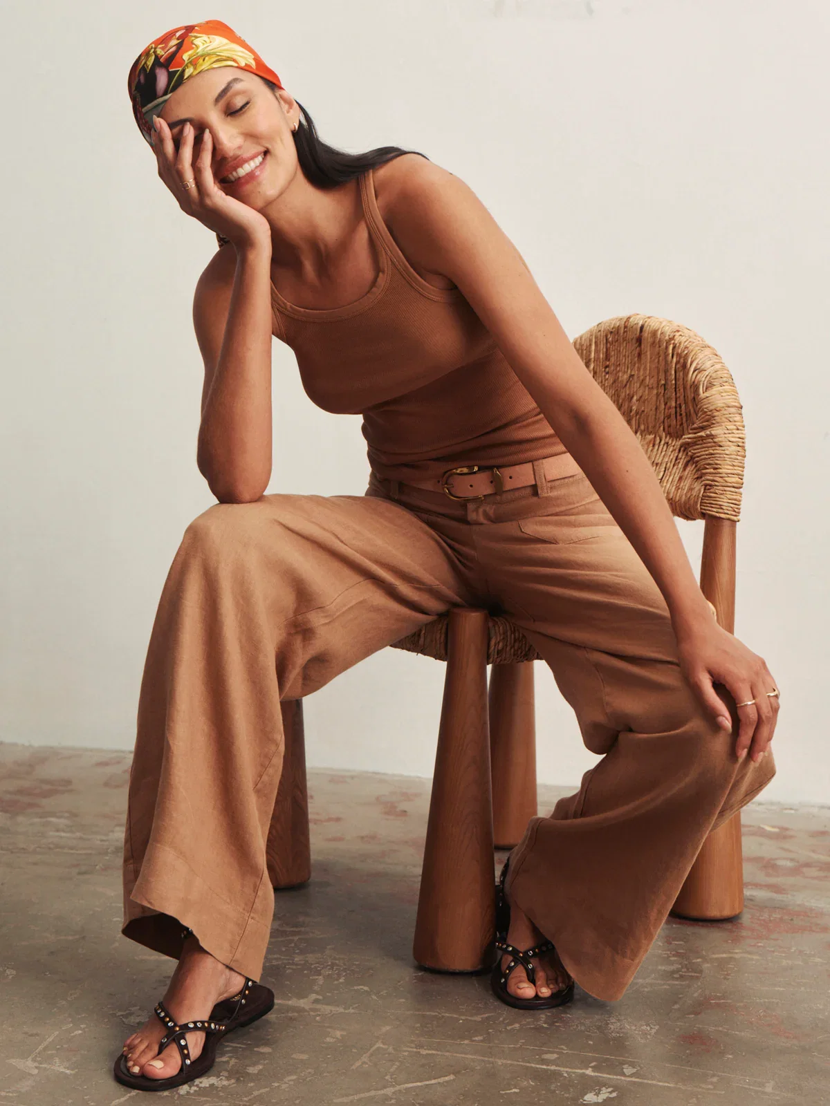 Image of The Linen Marine Wide Leg Toasted Coconut