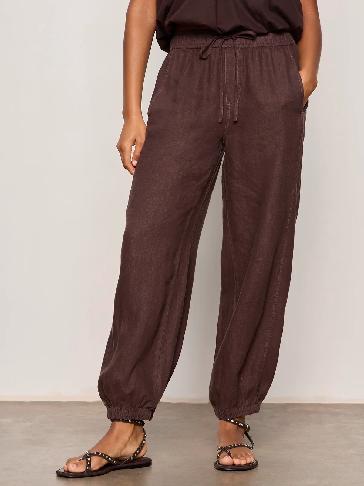 Image of Melody Micro Linen Balloon Pant Rich Soil