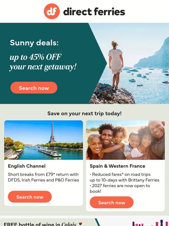 Sunny deals: up to 45% OFF your next getaway!