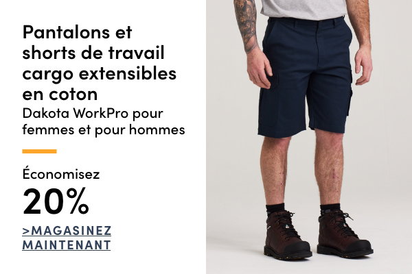 Pantalons et shorts de travail cargo extensibles en coton Dakota WorkPro pour femmes et pour hommes économisez 20%