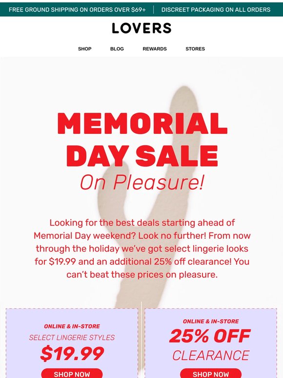 Memorial Day Sales on Pleasure!