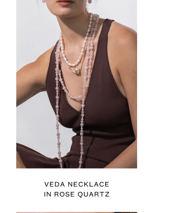 Veda Necklace in Rose Quartz