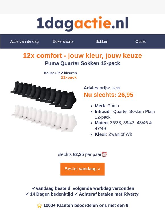 Bestseller: Puma 12-pack sokken nu €26,95🧡