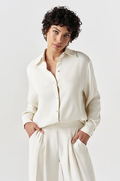 Esther Collared Satin Shirt