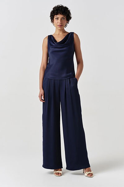 Nyla Cowl Neck Satin Top