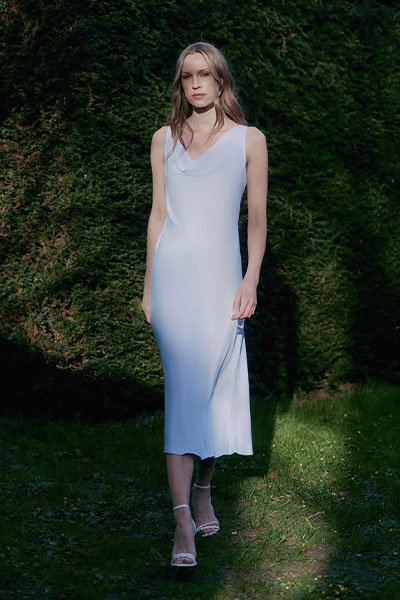 Arya Cowl Neck Satin Midi Dress