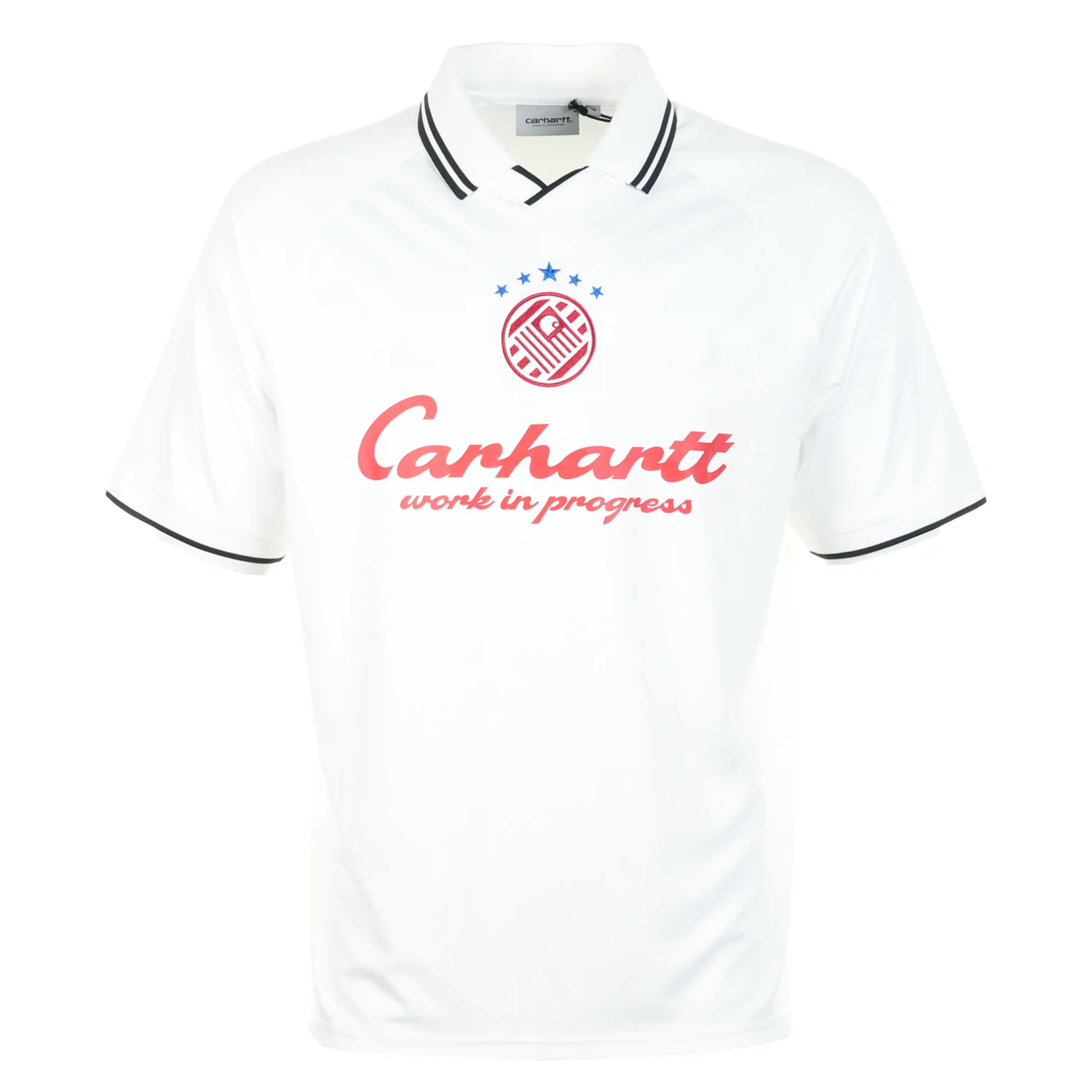 Image of CARHARTT WIP<BR>Terrace Football T Shirt Heart Train Jacquard White