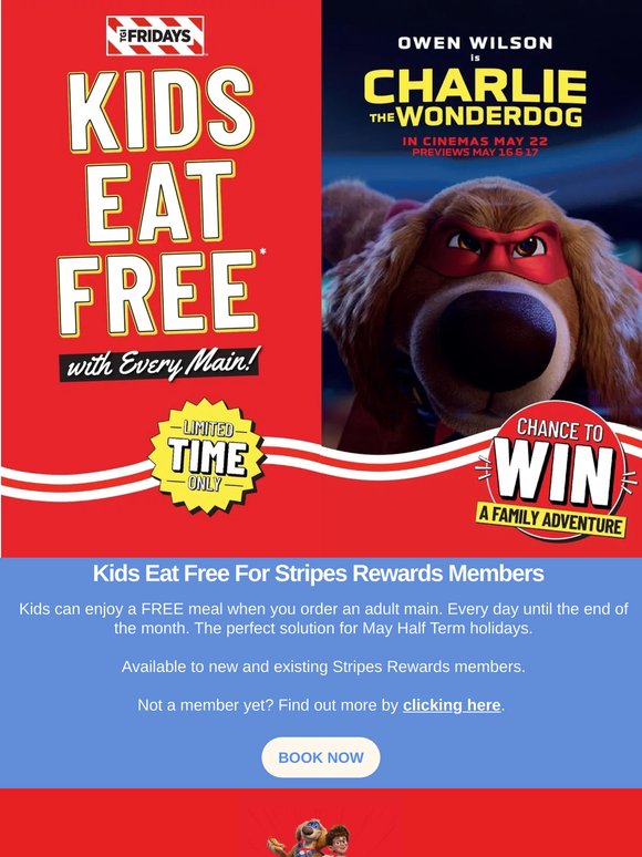 FREE kids' meal with an adult’s main for Stripes Rewards members