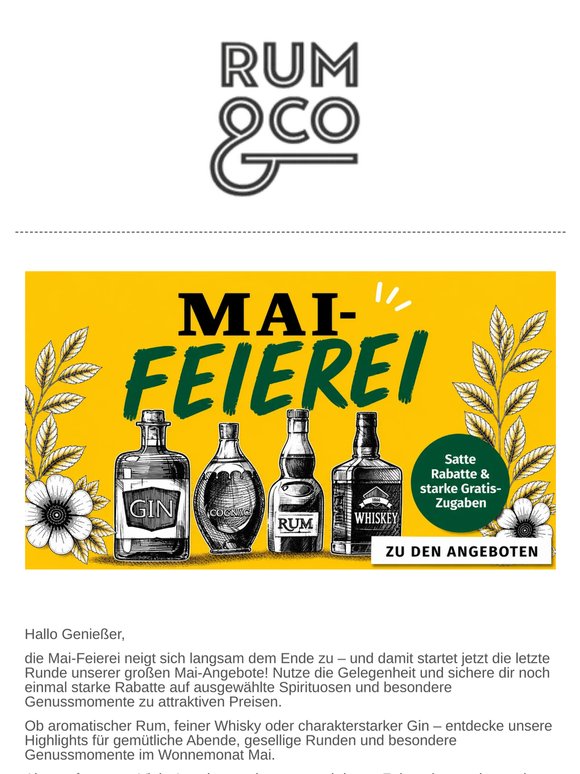 Das große Finale der Rum & Co MAI-FEIEREI: Jetzt die letzten starken Rabatte sichern!
