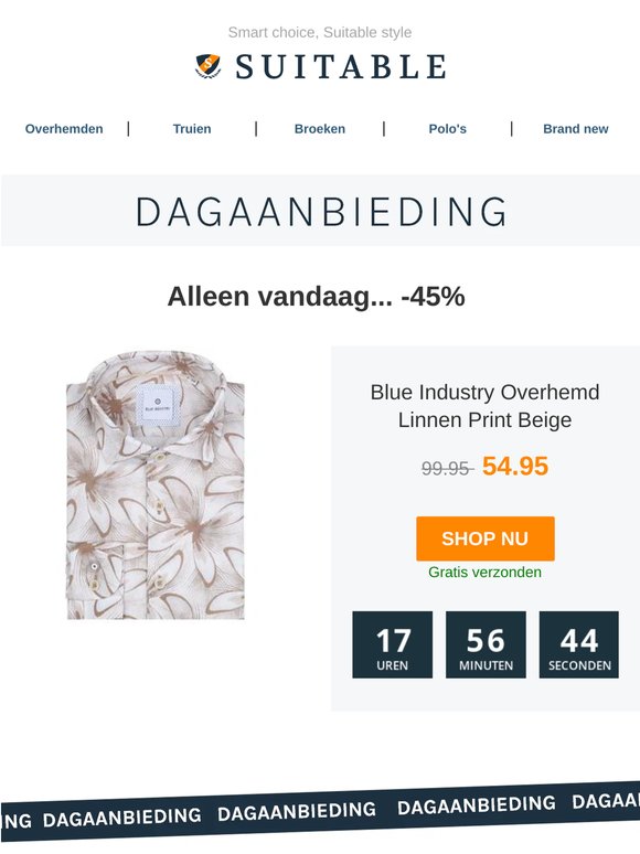 Alleen vandaag: Blue Industry Overhemd Linnen Print Beige