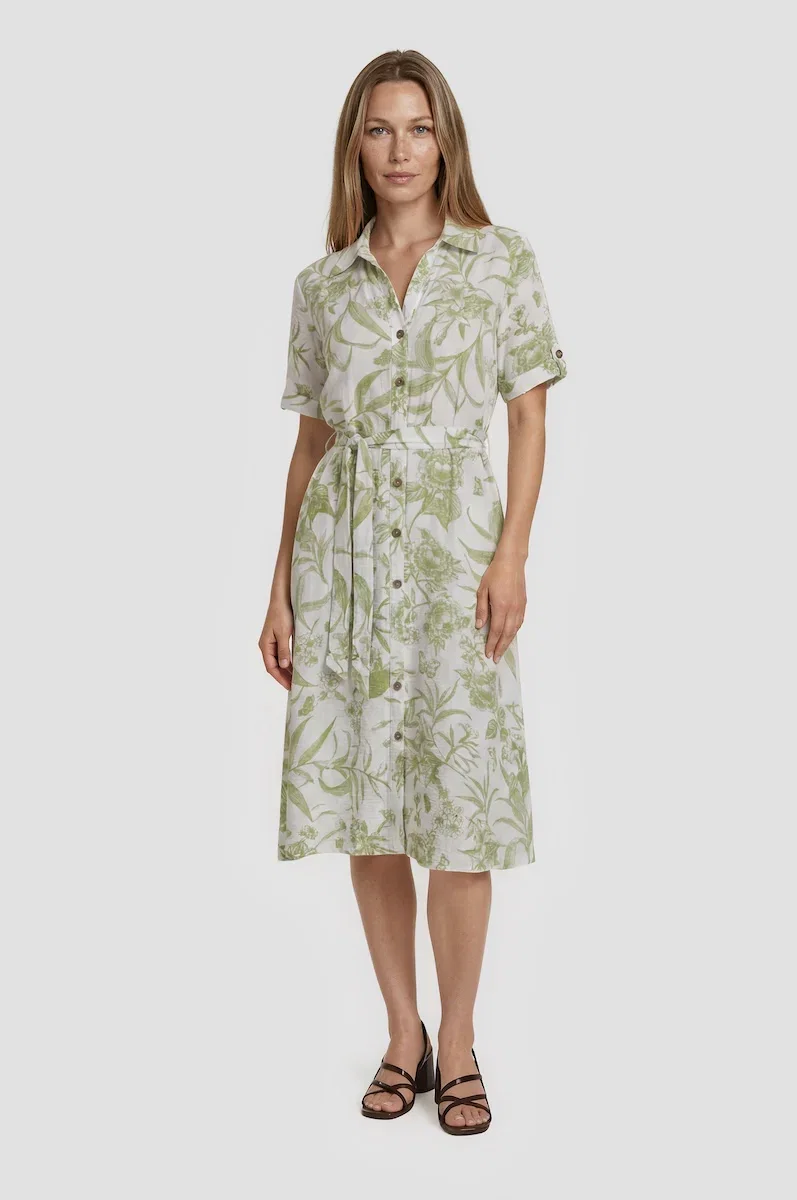 Image of Short Sleeve Button Up Midi Dress - Mint