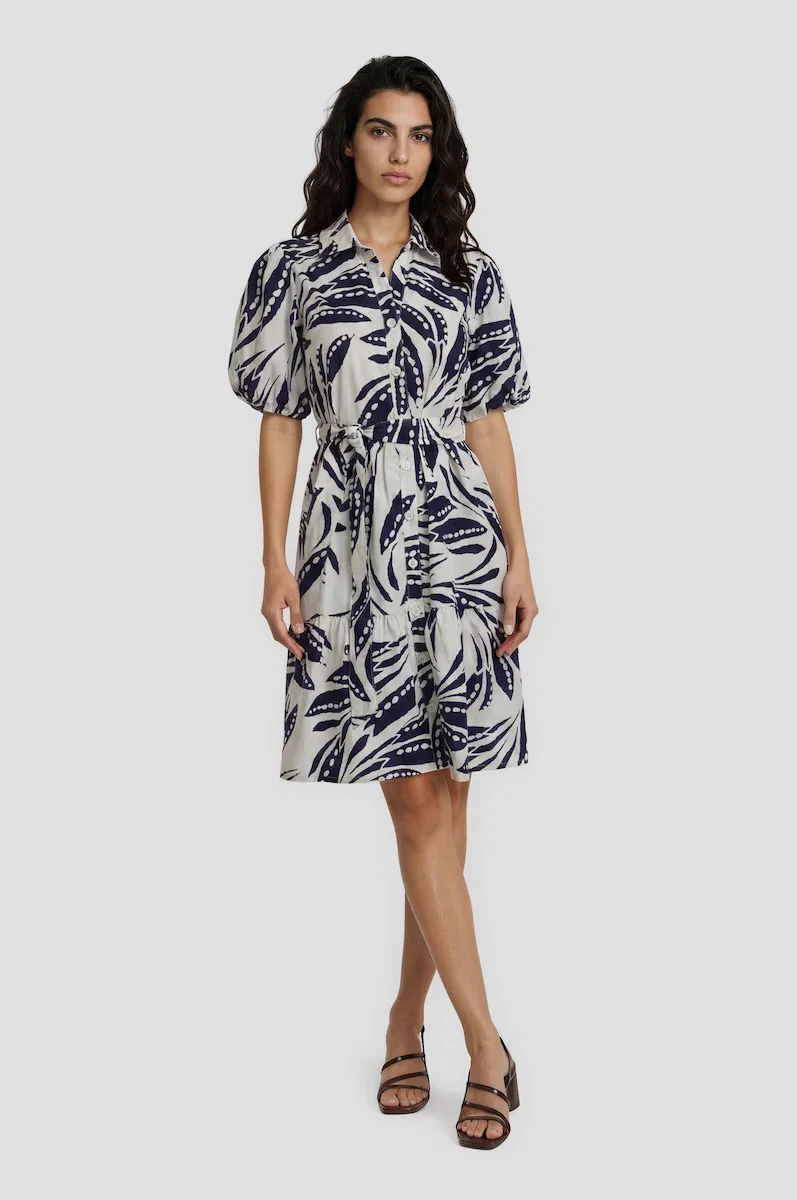 Image of Balloon Sleeve Shirt Dress - Cream