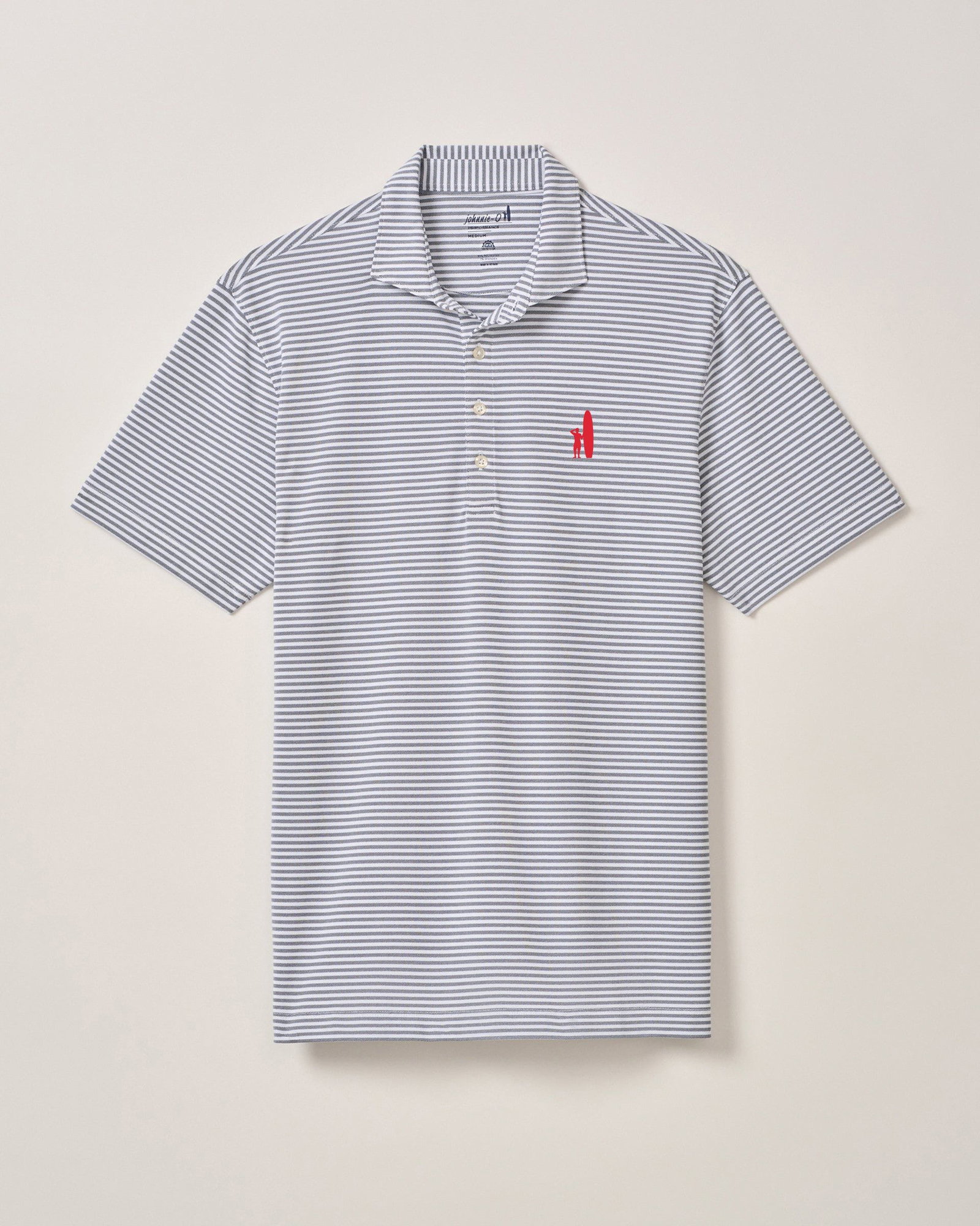 Image of Custom Surfer Logo Performance Mesh Polo - Stetson Stripe