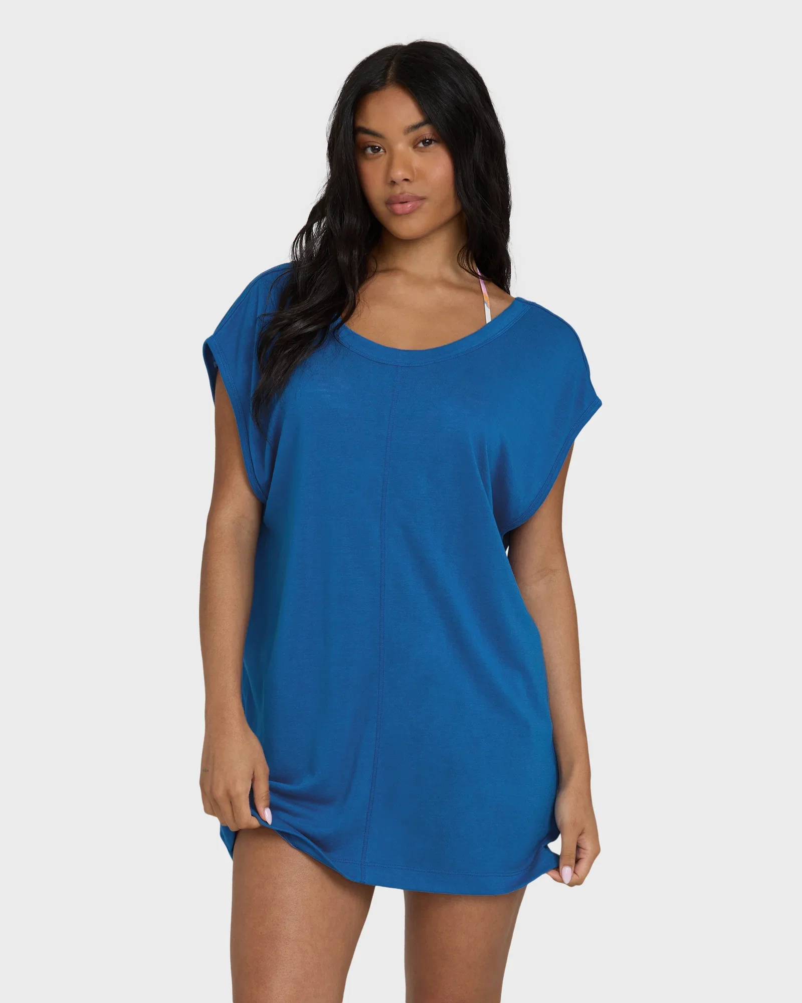 Image of Hallow Wave Mini Short Sleeve Dress - True Blue
