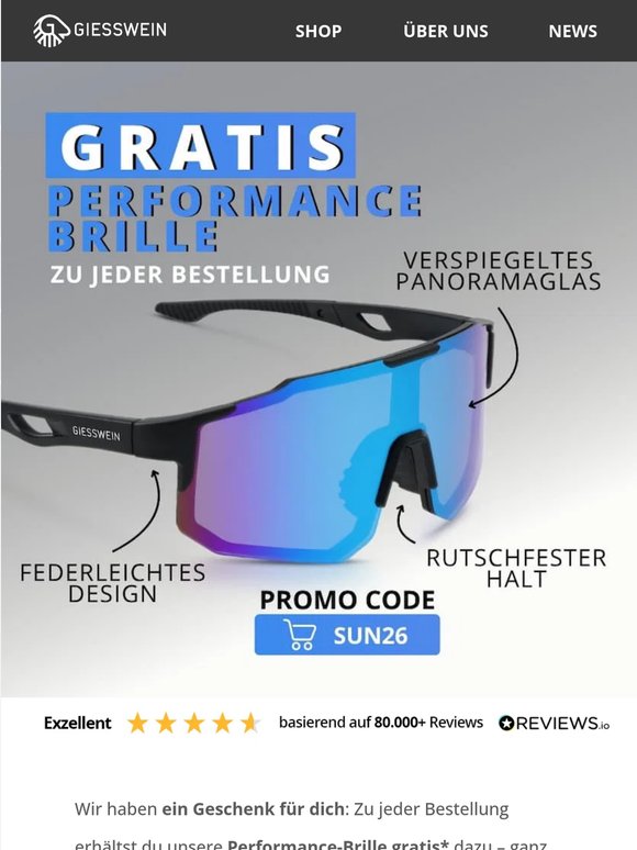 Gratis für dich: Unsere Performance-Brille 🕶️