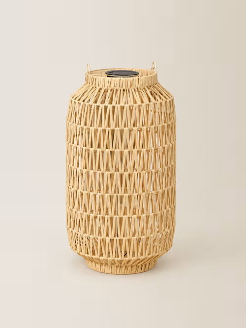Solar Rattan Lantern with Rope Handle
