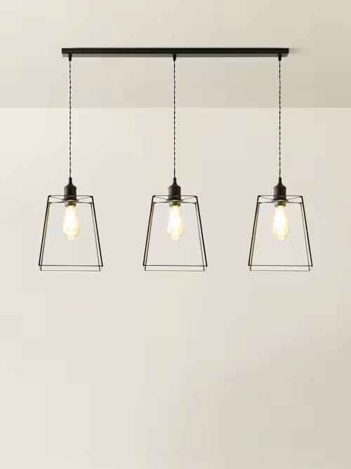 Susie Brushed Brass with Glass Shades 3 Drop Diner Ceiling Light