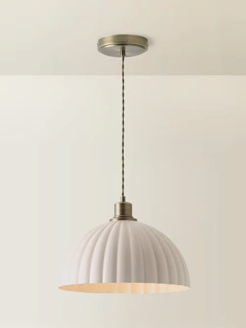 Bourton Brushed Gold Ribbed Glass Dome Pendant Ceiling Light
