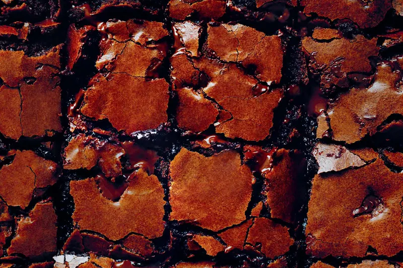 Closeup of gooey brownies, one of our best brownie recipes.