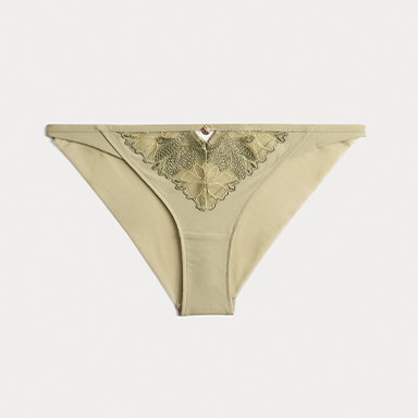Ianthe Embroidery High Leg Knickers in Light Khaki