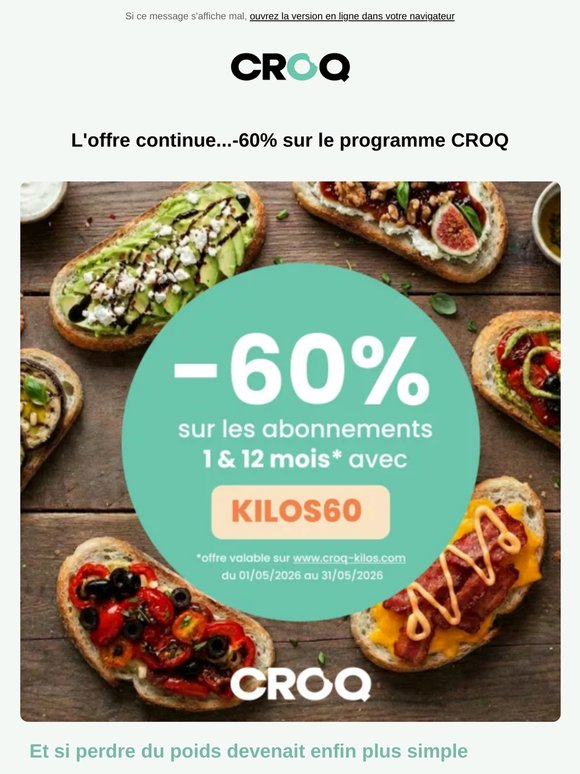 -60% sur les abonnements 1 & 12 mois chez CROQ