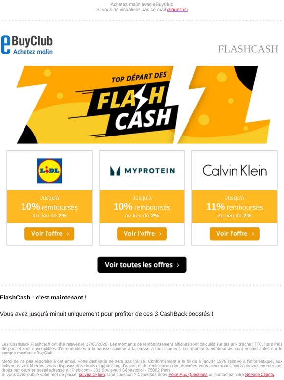 ⚡️ FlashCash : découvrez les 3 offres du jour