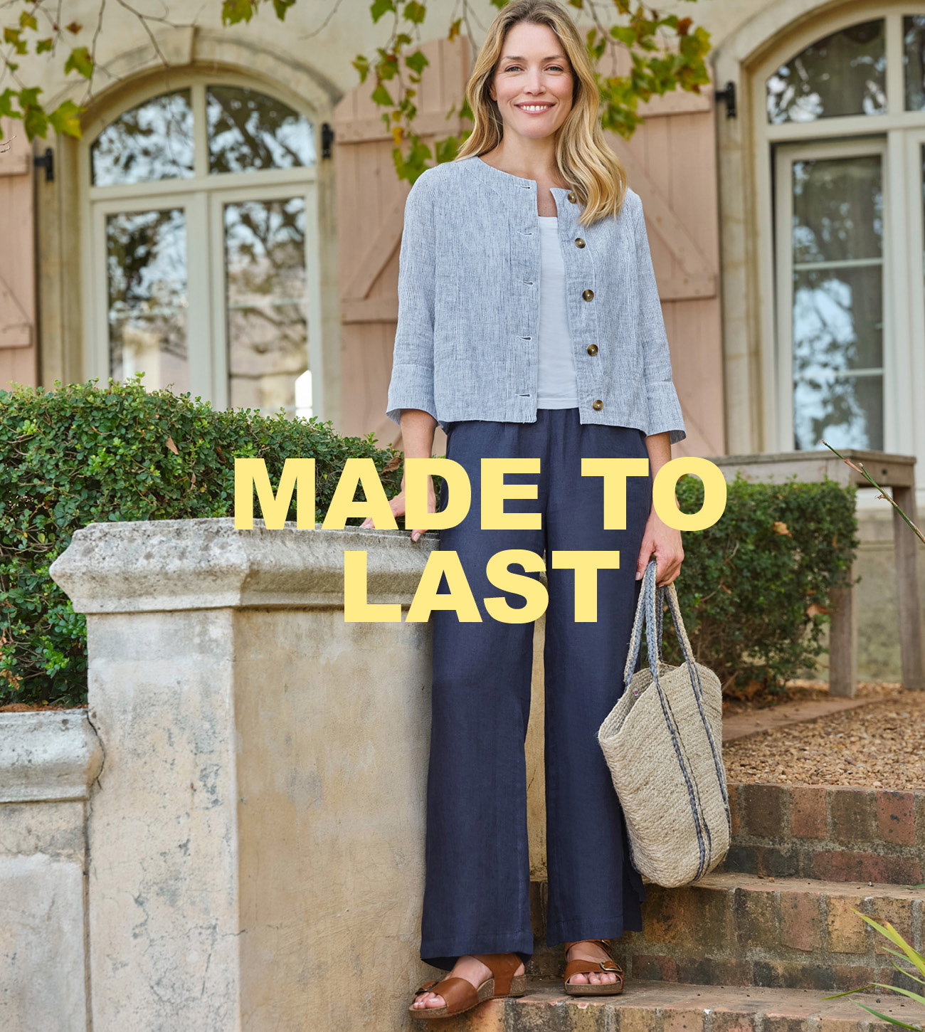 Collarless Lightweight Linen Blend Jacket