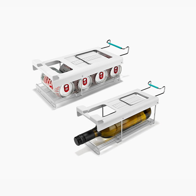 FridgeStore™ Under-Shelf Bottle Holder & Can Dispenser