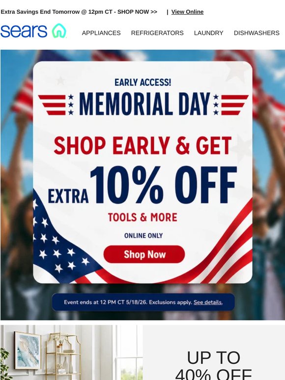 Early access extra savings continue! Hurry, ends tomorrow @ 12pm CT!