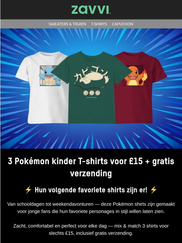 ⚡ Catch 'em all: 3 Pokémon-shirts voor kids voor maar € 20! ⚡
