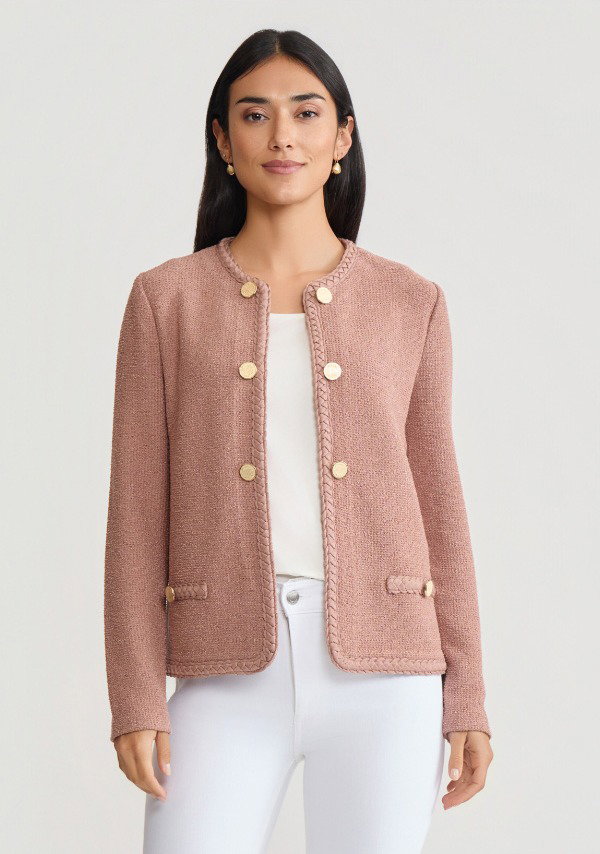 Relaxed Lightweight Soft Tweed Knit Jacket