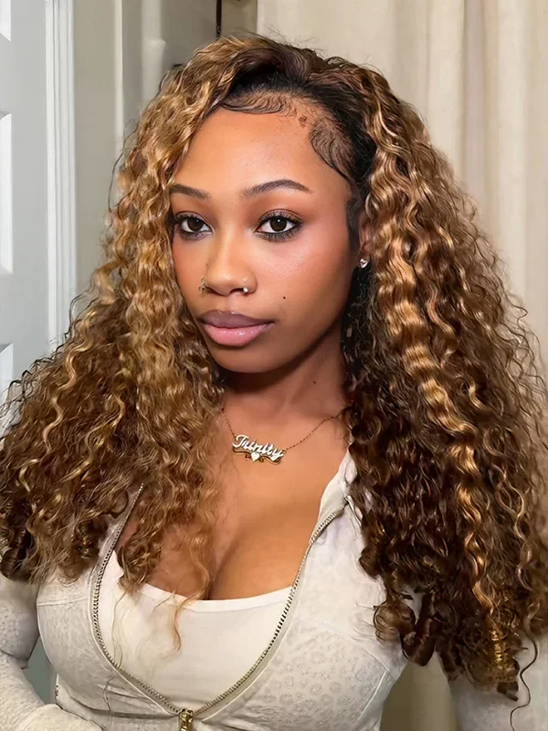 Wavymy Highlight Burmese Curly Half Wig Seamless Flip Over Wig Beginner Friendly No Lace No Glue Human Hair 180% Density