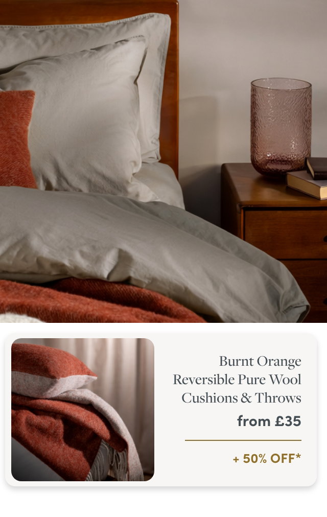 Burnt Orange Reversible Pure Wool Cushions & Throws