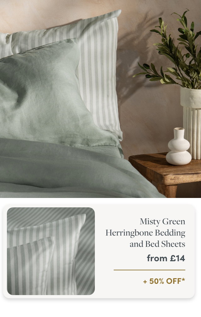 Misty Green Herringbone Bedding & Bed Sheets