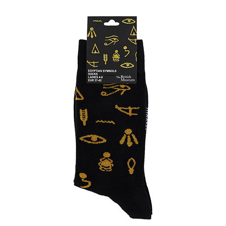 Cotton blend socks featuring a bold design inspired by ancient Egyptian symbolism. - Shop Now.