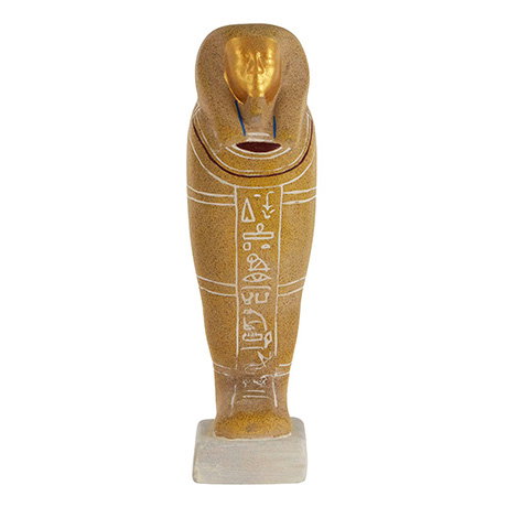 Crafted replica of a limestone statuette depicting the shabti of Iwi, Egyptian priest of Amun. - Shop Now.