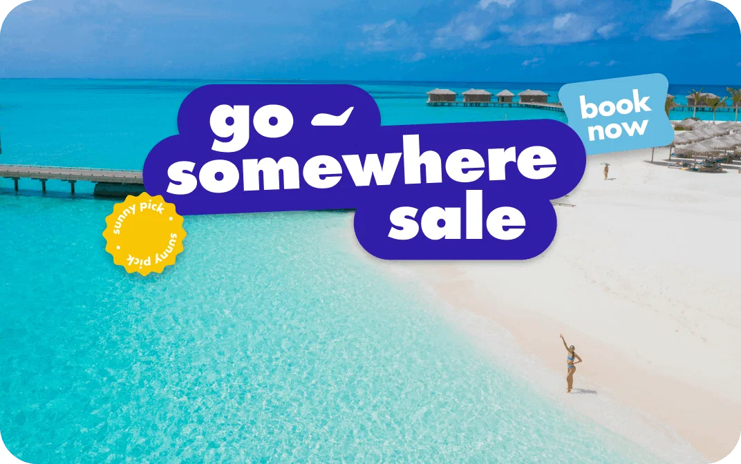 Go somewhere sale on a beach background