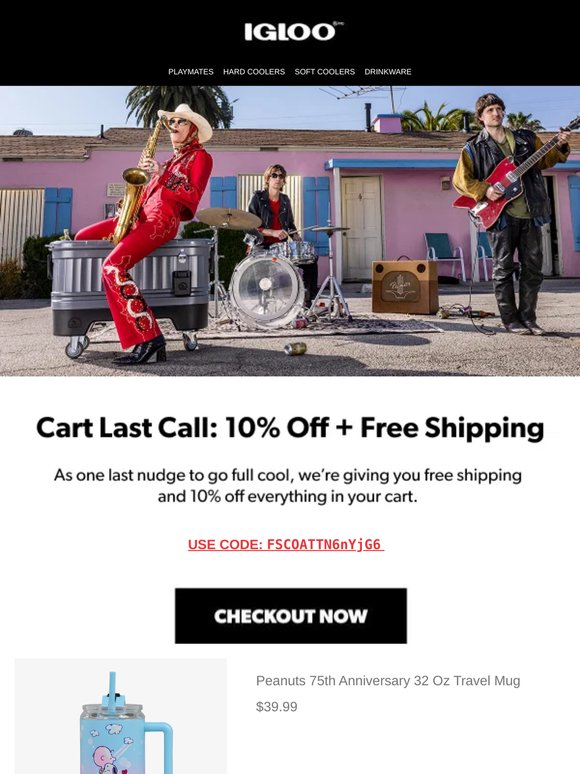 10% off + FREE shipping so you don’t give up on cool.