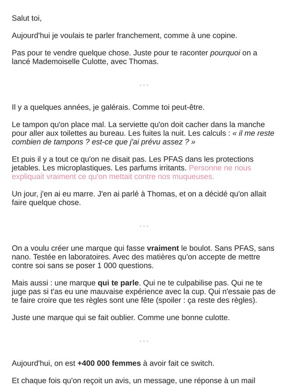 Pas un mail pour te vendre quelque chose