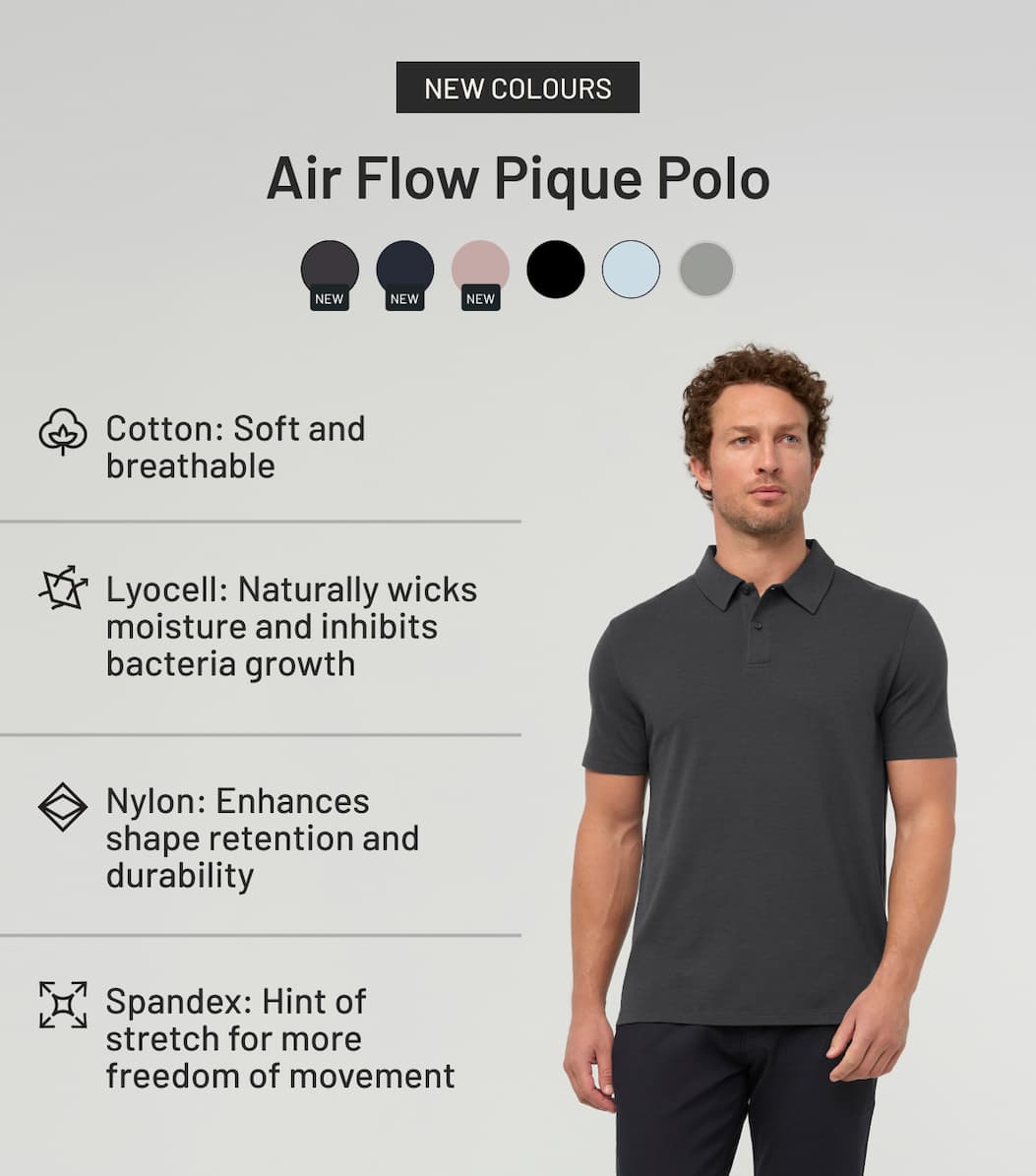Cotton, lyocell, and nylon for softness and performance comfort.