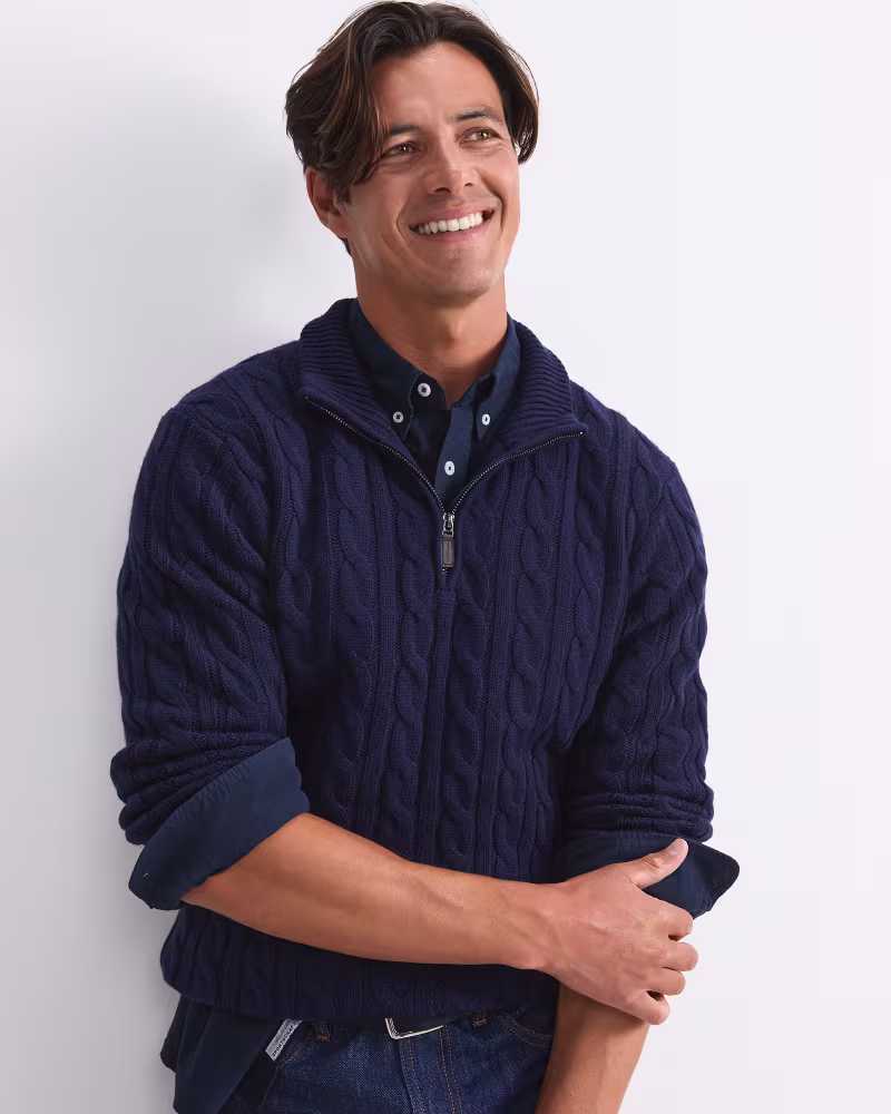 Image of Cable Knit Quarter Zip